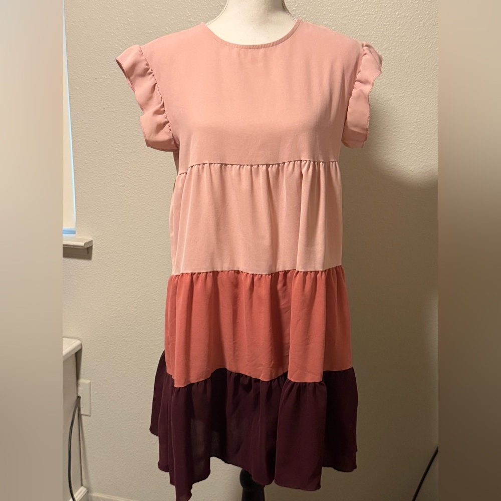 Shein pink color block dress size M